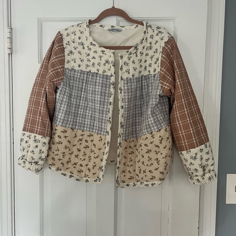 Patchwork Floral and Plaid Jacket